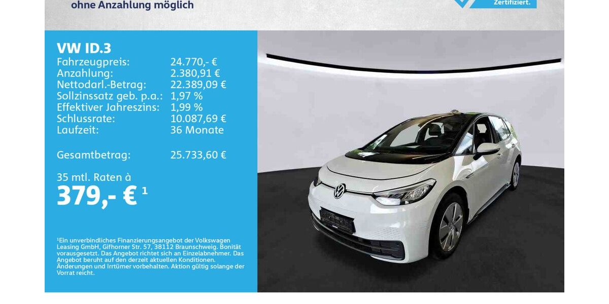 VW ID.3 39.591 km 23.980 &euro; Kitzingen 97318