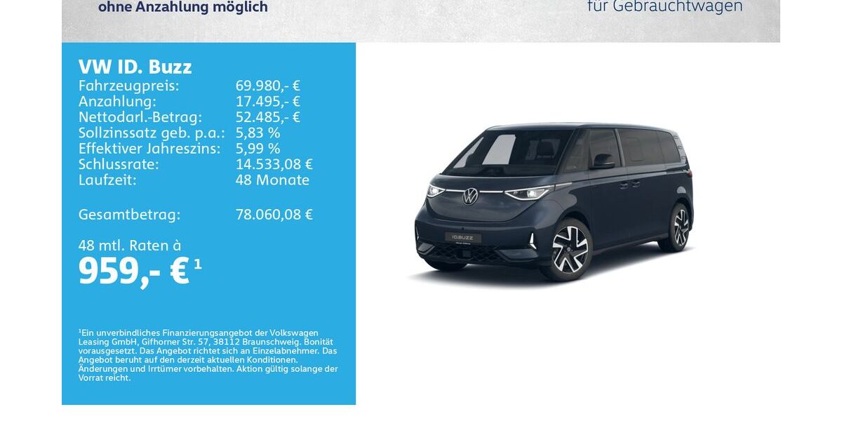 VW ID. Buzz 15.500 km 69.980 &euro; Würzburg 97076