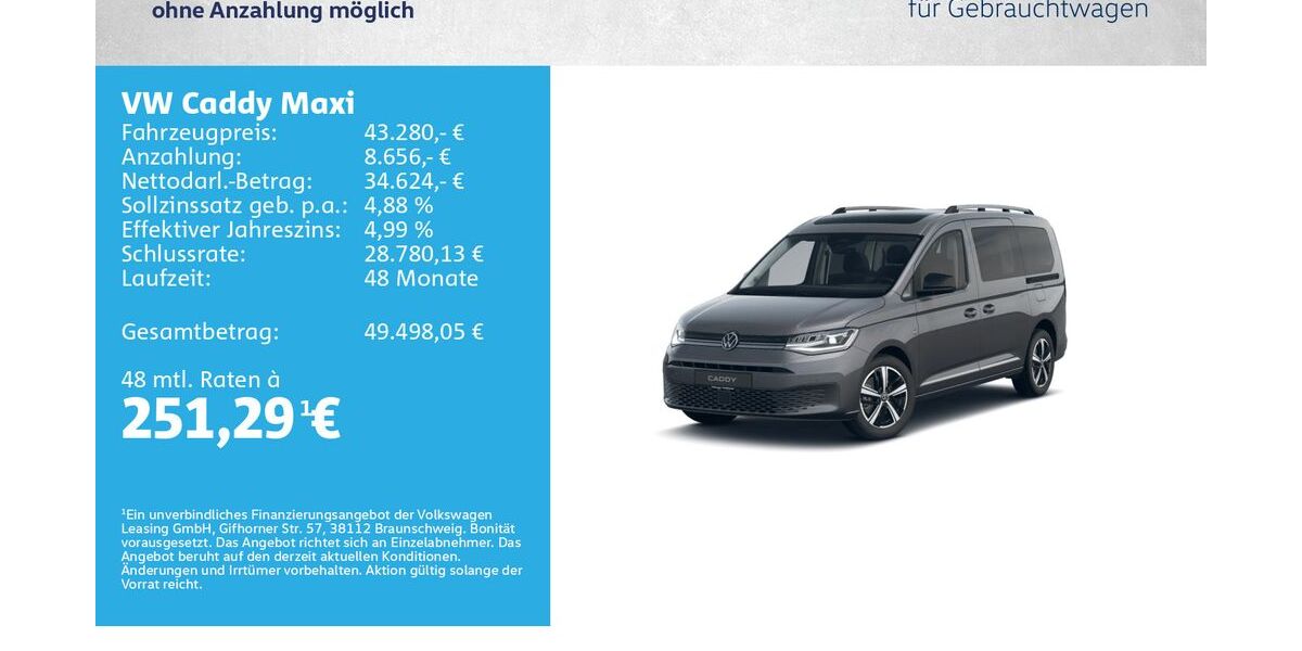 VW Caddy Maxi 8.500 km 43.280 &euro; Würzburg 97076