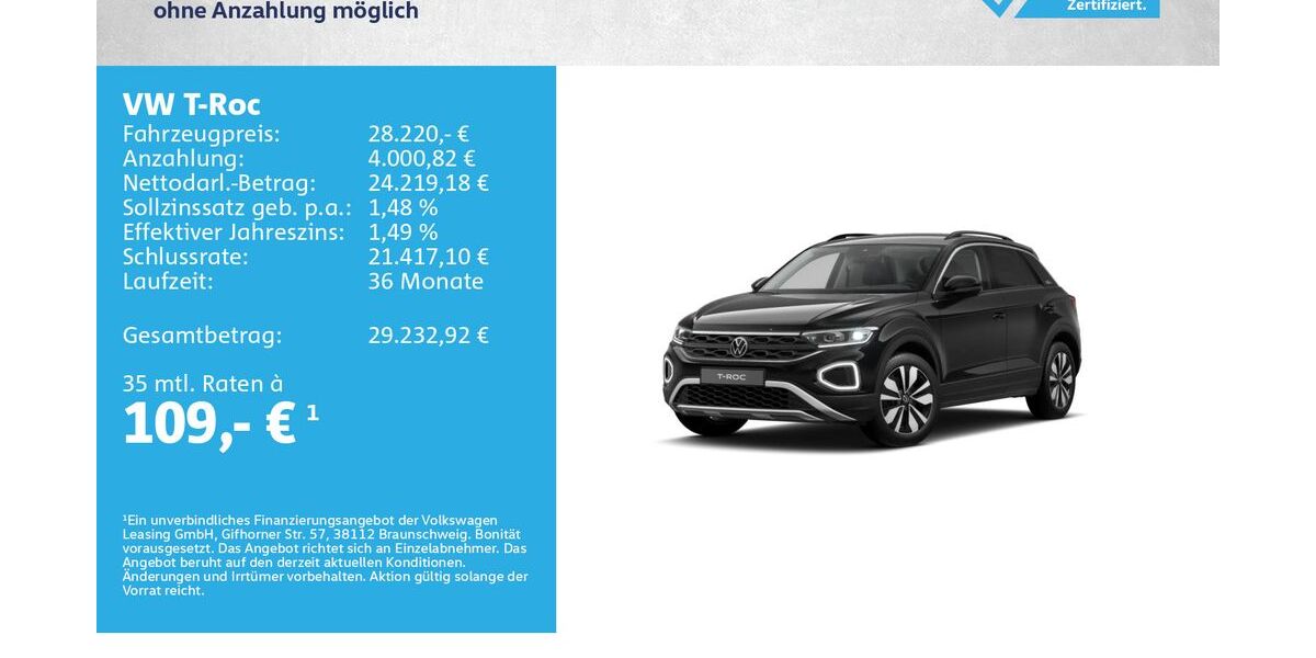 VW T-Roc 28.500 km 26.980 &euro; Würzburg 97076