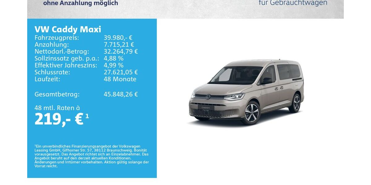 VW Caddy Maxi 9.500 km 39.880 &euro; Würzburg 97076