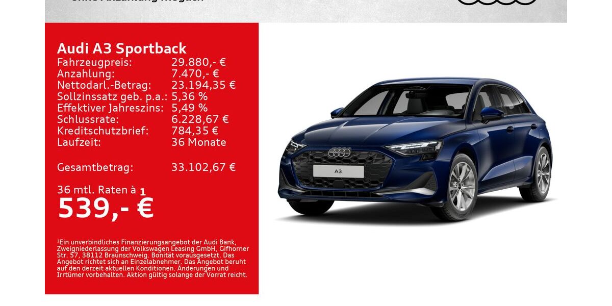 Audi A3 25.500 km 29.880 &euro; Würzburg 97076
