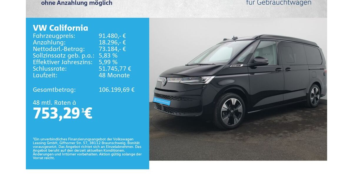 VW T7 California 5.000 km 91.480 &euro; Würzburg 97076